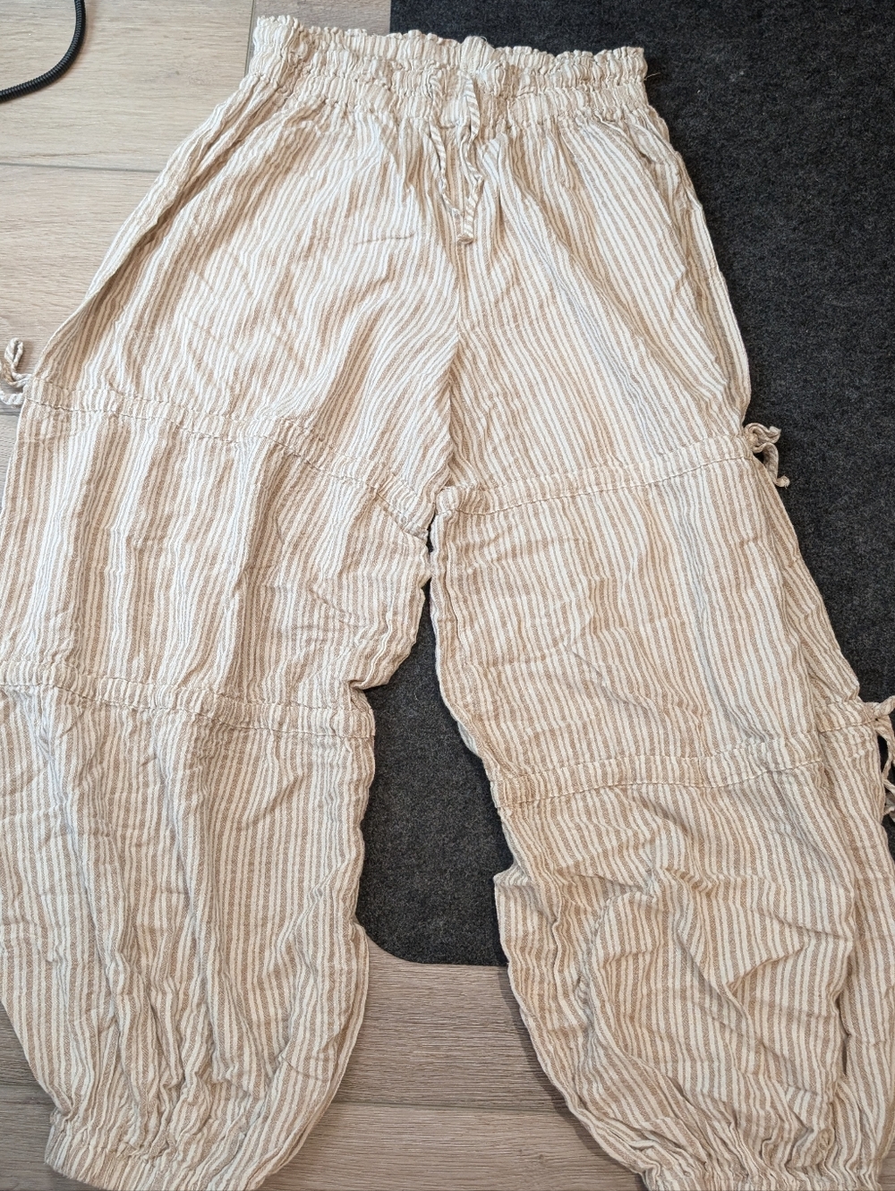 Neutral Striped Lightweight Cotton Pants - Women's